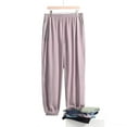 thumbnail image 2 of Mens Lounge Pants Elastic Waist Wide Leg Lounge Pants with Pocket Solid Color Trendy Casual Pajama Bottoms Khaki 2XL, 2 of 7