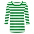 thumbnail image 4 of felwors 3/4 Sleeve Shirts for Women Spring Striped Crewneck Business Casual Tops Loose Three Quarter Length Work Blouses (Green, XL), 4 of 5