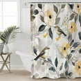 thumbnail image 2 of 54x78 Inch Shower Curtain Decorative Yellow Grey Botanical Bathtub Bath Curtains Fabric Waterproof Bathroom Decor Spring Floral Birds Watercolor Small Stall Shower Curtain Set with 12 Hooks, 2 of 6
