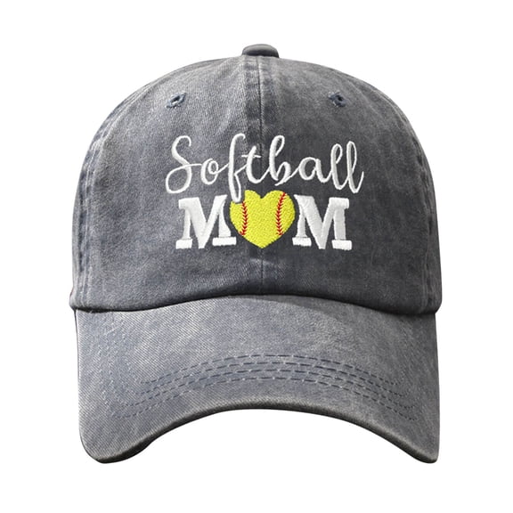 XIAOCHA Womens Vintage Baseball Cap Washed Denim Letter Embroidered Athletic Dad Hat,Grey