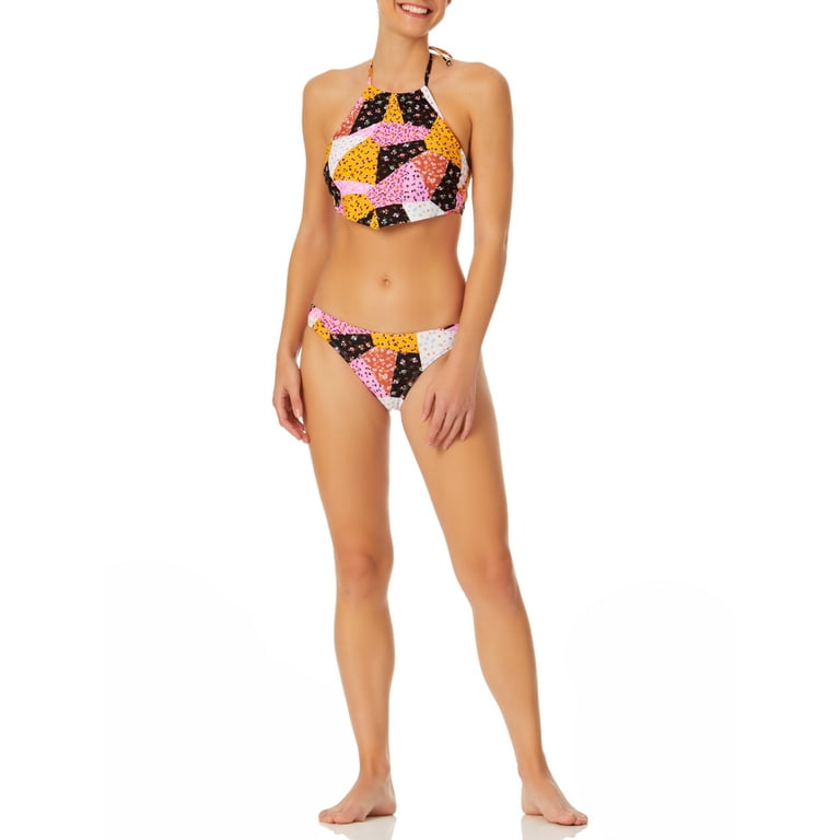 No Boundaries Junior's Patchwork Bandana Halter Bikini Swim Top