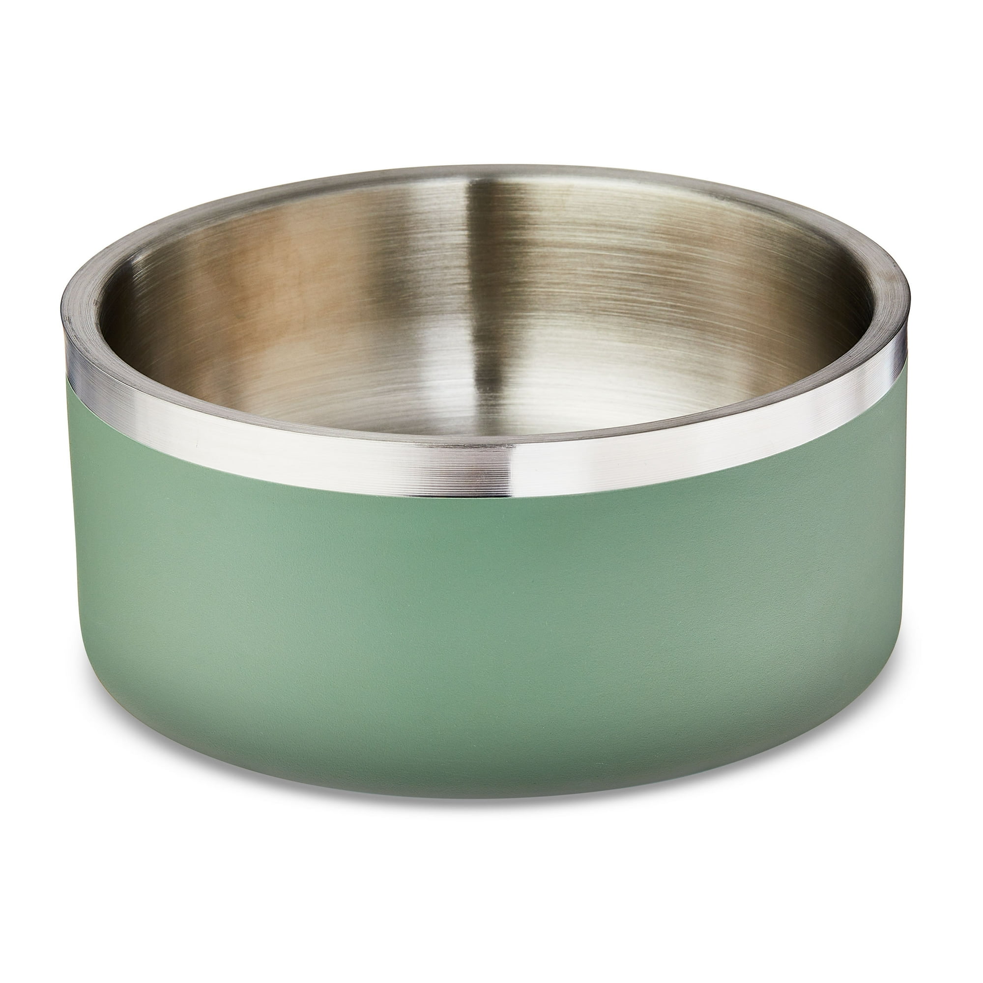 Vibrant Life Medium 4-Cup Stainless Steel Double-Wall Pet Bowl, Sage