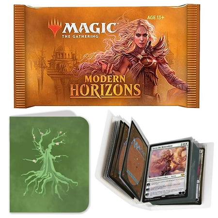 Totem World 1 Booster Pack of Magic The Gathering Modern Horizons with a Totem Forest Mana Symbol Mini Binder Collectors Album - One MTG Pack for MH1 Booster Draft