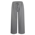 thumbnail image 3 of QATAINLAV Womens Summer Lightweight Linen Pants with Pockets Baggy Eyelet Embroidery Lounge Trousers Casual Drawstring High Waisted Solid Wide Leg Pants Dollar Sales Gray XL, 3 of 6
