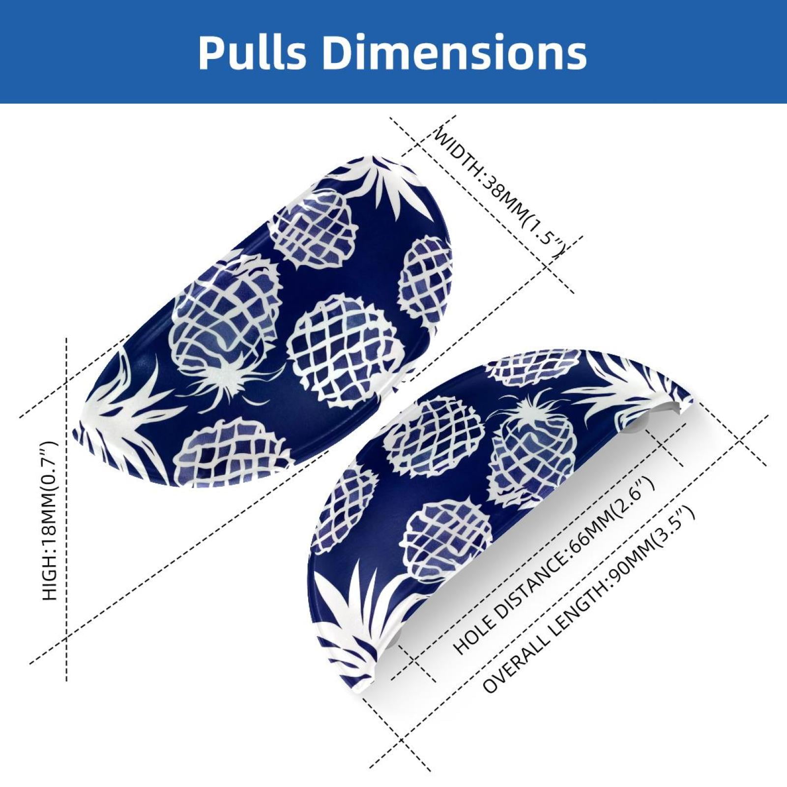 PhooArto 6 Pcs Cup Drawer Pulls, Blue Pineapple Pattern Shell Shape Handles Cabinet Knobs for Dresser Cupboard Closet Wardrobe with Screws