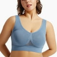 thumbnail image 3 of Mohiass Sports Bras for Women High Impact Seamless Comfort Breathable Brassiere Workout Gym Yoga Activewear Bras with Removable Pads Light Blue XL, 3 of 7