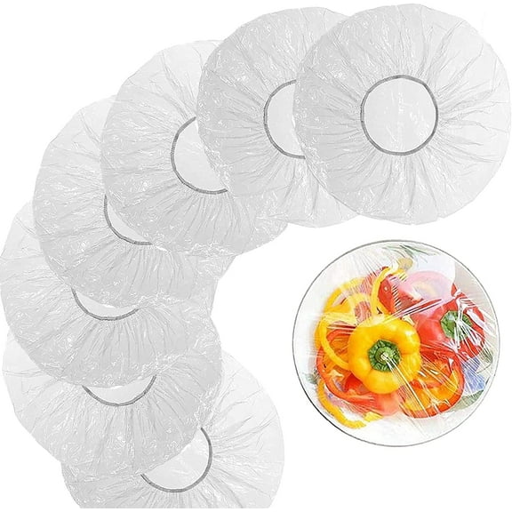 Bexikou 100 Reusable Bowl Covers - Food Cover Stretch Edging, Stretchable Plastic Wrap, Elastic Storage Wraps for Storage Containers –One Size Universal