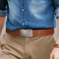 thumbnail image 2 of Brown Leather Adjustable Belt with Slide Buckle, 2 of 5