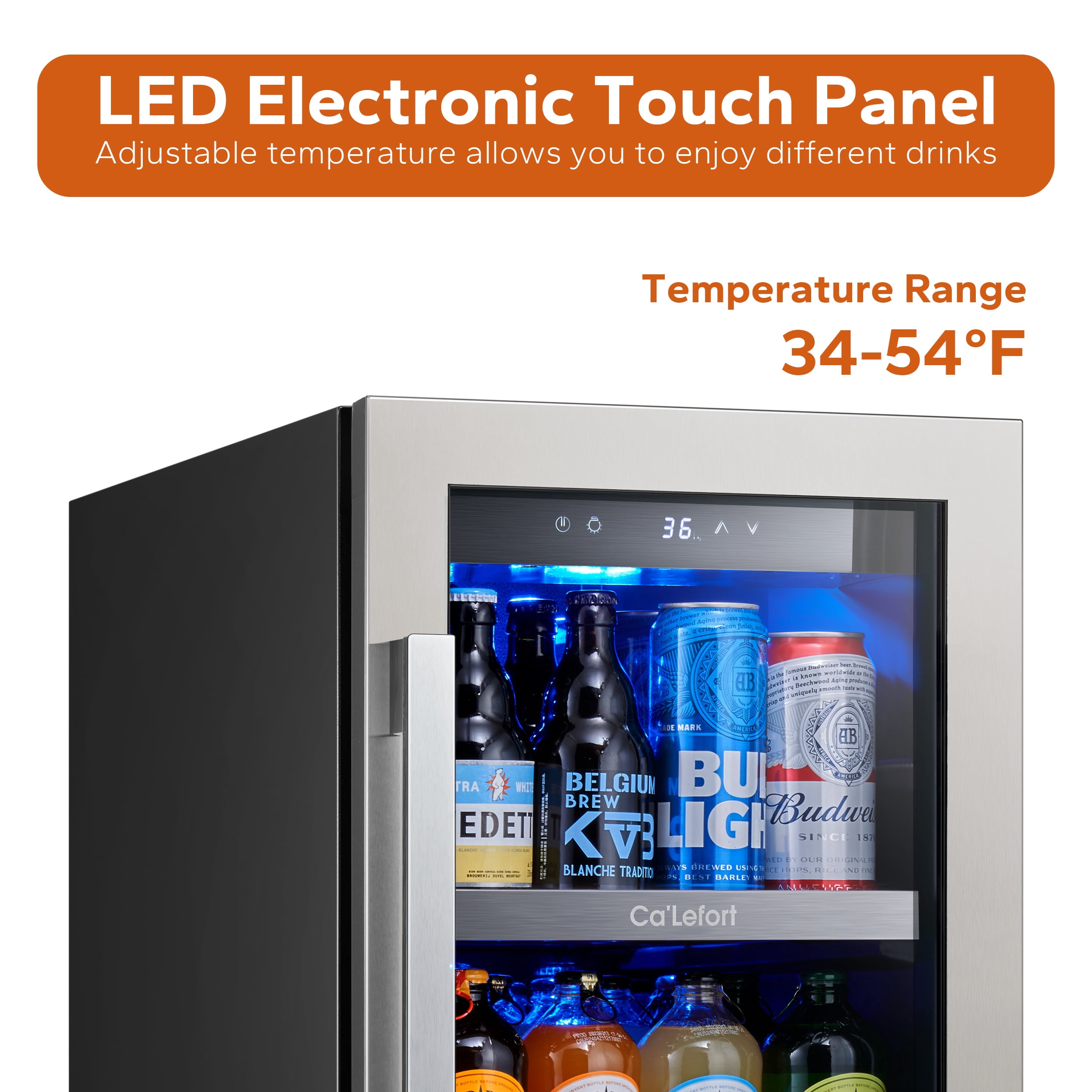 Ca'Lefort 30 inch Beverage Refrigerator,200 Cans Beverage Cooler with Stainless steel door frame for Home Office
