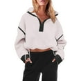 thumbnail image 2 of PUWEI Women's Fleece Sherpa Pullover Oversized Half-Zip Sweatshirt Warm Fuzzy Sweater with Pockets, 2 of 7