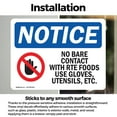 thumbnail image 2 of (2 Pack) No Bare Contact With Rte Foods Sign With Symbol OSHA Notice Sign 18 Inch X 12 Inch Vinyl Label Decal Sticker Weather Resistant, UV Protected for Workplace, Business, and, 2 of 6
