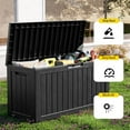 thumbnail image 3 of 75 Gallon Resin Deck Box, Lockable Patio Outdoor Storage Box for Furniture, Garden Tools and Tools Storage, Waterproof Outside Storage Boxes - Black, 3 of 7