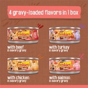 Purina Friskies Extra Gravy Beef, Chicken, Turkey, Salmon Chunky Wet Cat Food Variety Pack, 5.5 oz Cans (24 Pack)