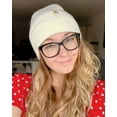 thumbnail image 5 of YANIBEST Womens Saitn Lined White Knit Beanie Hat Acrylic Winter Hats for Women Men, 5 of 8