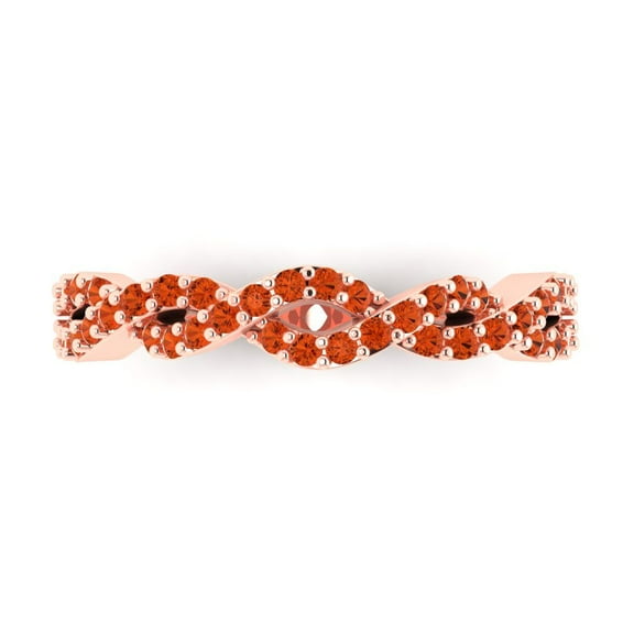 0.495 ctw Wedding Band for Women - 18K Rose Gold Simulated Red Diamond Stackable Eternity Ring