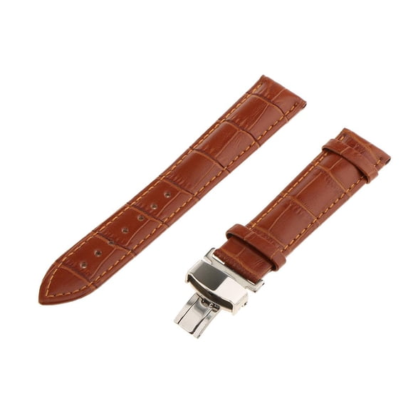 Correa de reloj Hugo de cuero con hebilla de cierre de mariposa de acero inoxidable 18-22 mm Marrón 20mm