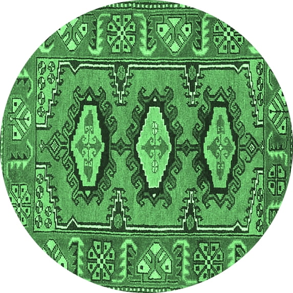 Ahgly Company Indoor Round Persian Emerald Green Traditional Area Rugs, 6' Round