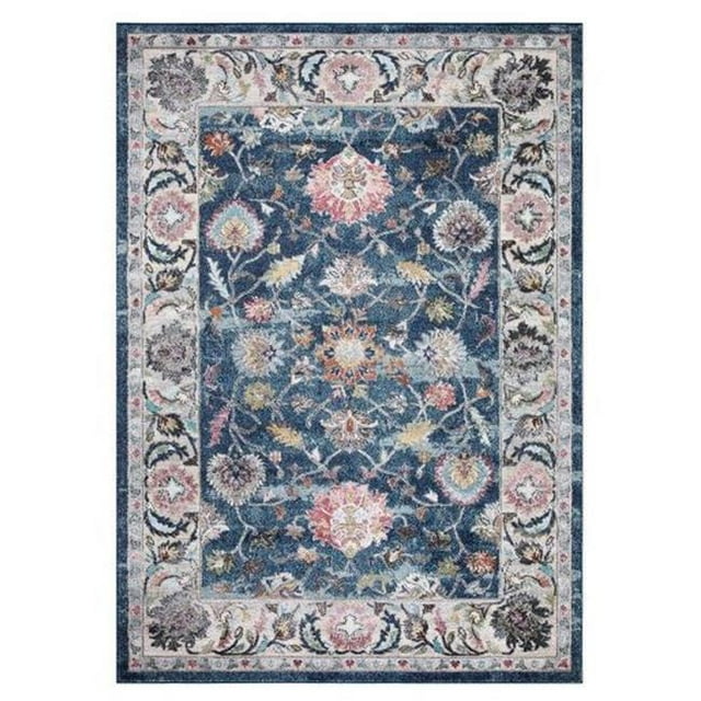 Concard Global Trading 72346 Tapis de Zone 7 x 9 Pi. Bordure Istanbul, Marine