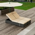 thumbnail image 5 of Patio Lounge Chairs, Outdoor PE Wicker Chaise Lounge Set of 2,Chaise Lounge Chair Outdoor，Pool Furniture,Brown Rattan Recliners with Adjustable Backrest,Storage Table, 5 of 7