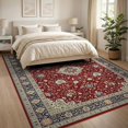 thumbnail image 3 of ODIKA 8'x10' Washable Area Rug Vintage Web Border Scroll Distressed Carpect Deepburgundy Pink for Living Room, Under Sectional, Family , Durable, Non-Slip, 3 of 7