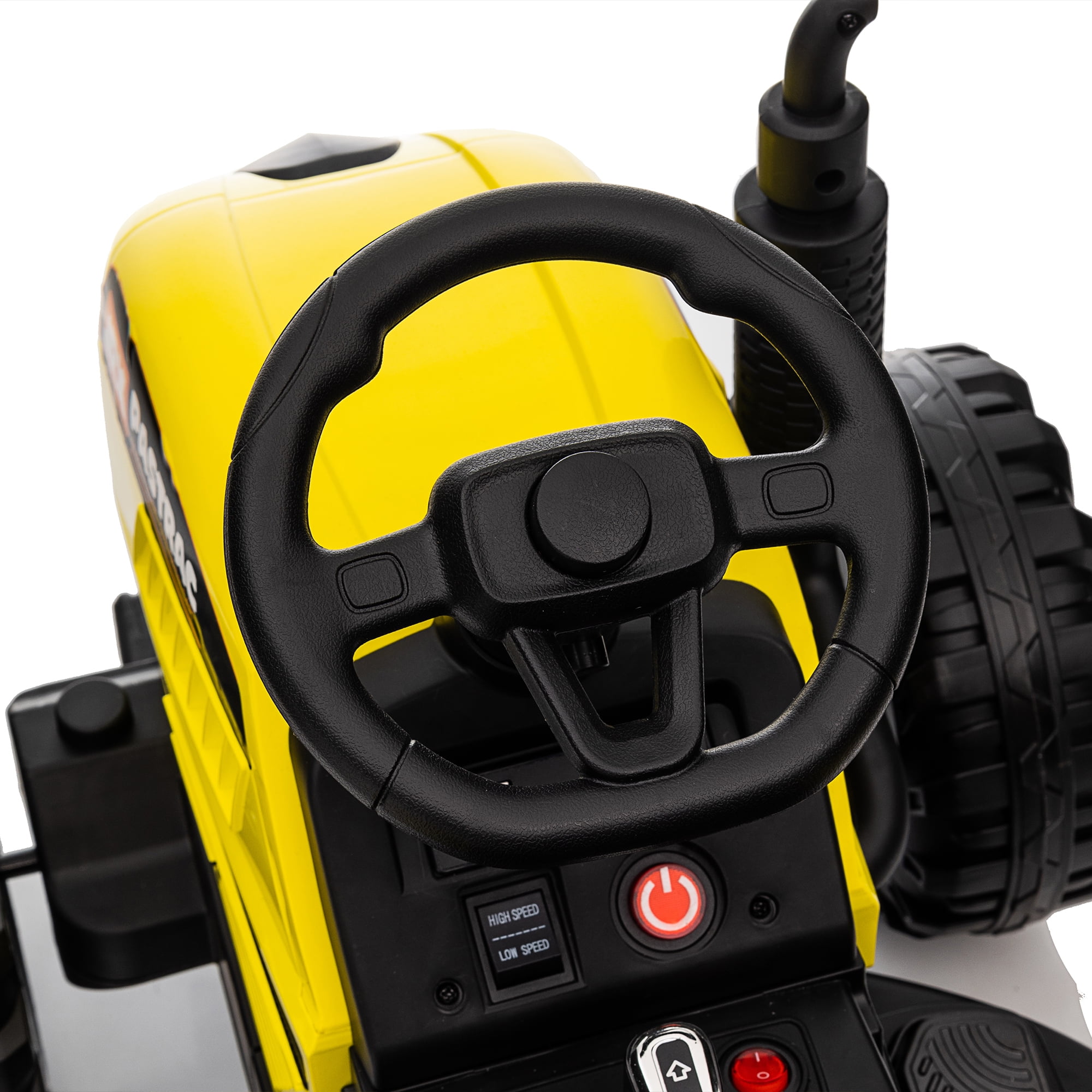 CIPACHO 12V Ride On Tractor with Trailer, 2.4RC, Electric Kids Car Three Speed Adjustable, USB, MP3, Power Display, Yellow CIPACHO 12V Ride On Tractor with Trailer, 2.4RC, Electric Kids Car Three Speed Adjustable, USB, MP3, Power Display, Yellow
