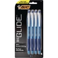 thumbnail image 1 of BIC Glide Retractable Ball Pen, Medium Point (1.0 mm), Blue, Comfortable Rubber Grip, 4-Count, 1 of 3