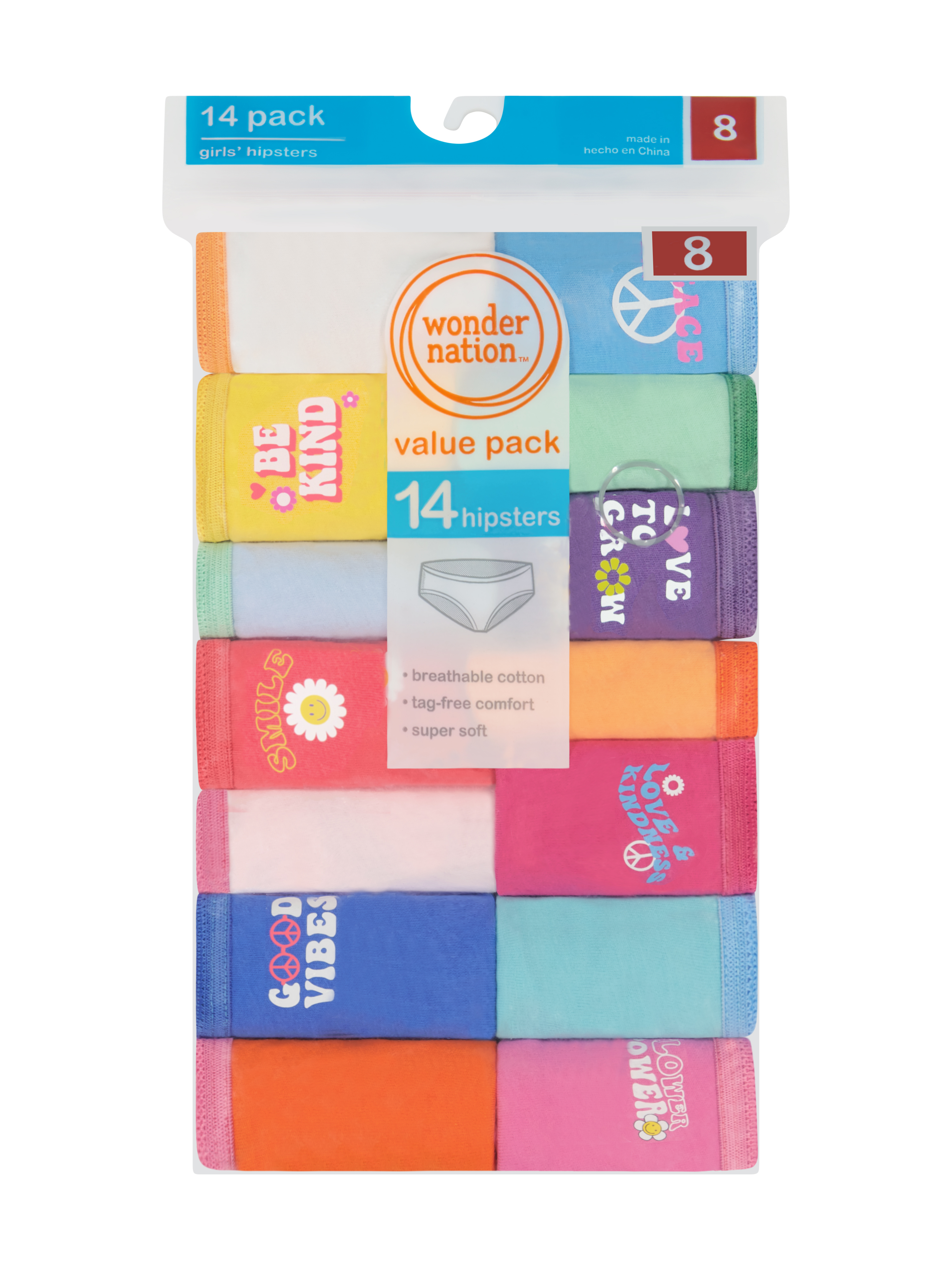 Wonder Nation Girls' Hipster Cotton Underwear 14-Pack photo 2