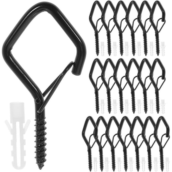 FYBTO 20pcs Q Type Hook Heavy Duty Hook Screw Hooks Heavy Duty Eye Bolts Light Hanger Hooks Christmas String Lights Hooks Eye Bolt Hooks for Outdoor Carbon Steel Black Eye Screw Hooks-0625