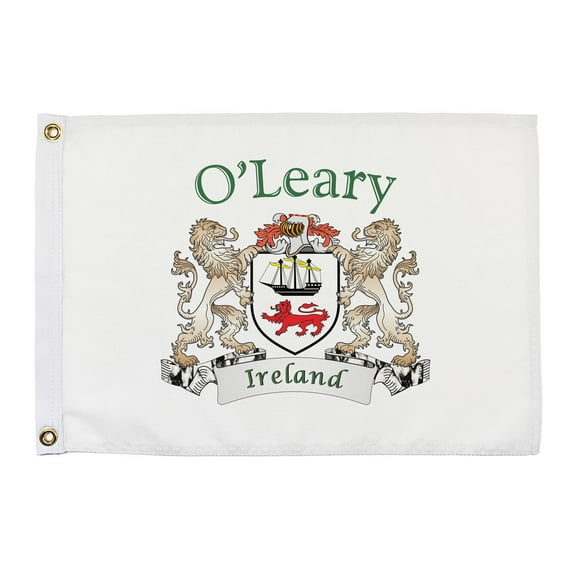 O'Leary Irish Coat of Arms Small White Flag - 16"x10.5" inches