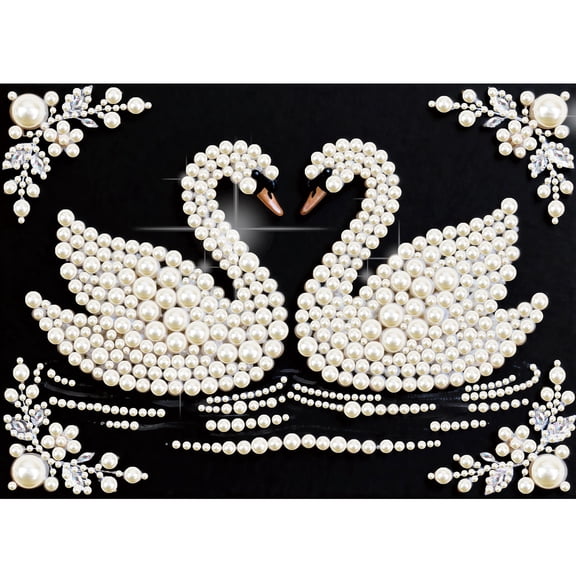 Adult Diamond Painting Kit Swan Pearl Painting 5D DIY Artistic Diamond and Pearl Painting, Perfect for Home Wall Decor, 16x12 in