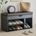 thumbnail image 1 of Banc de Rangement pour Chaussures avec Couvercle Rabattable Banc pour Entrée Pouces Banc de Rangement pour Chaussures avec Coussin Amovible en Cuir Pu pour Salon Hallyway, 1 of 5