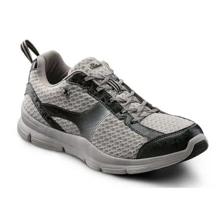 Image of Dr. Comfort Chris Men s Athletic Shoe: 7.5 Medium (B/D) Grey Elastic Lace