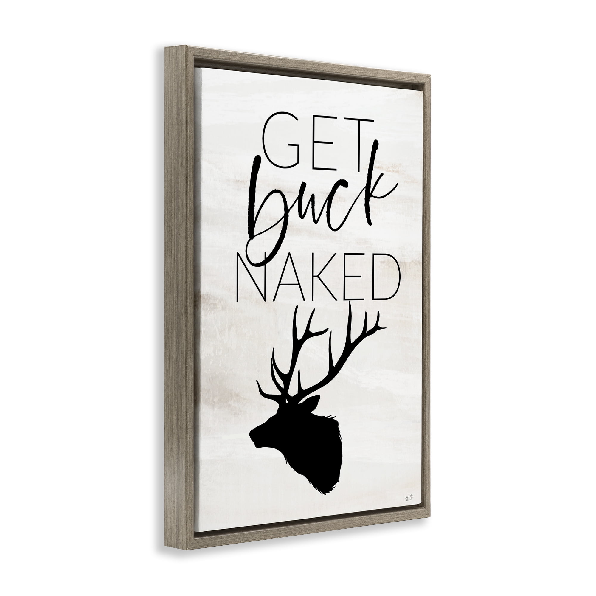Stupell Industries Get Buck Naked Brown Framed Floater Canvas Wall Art, design by Lux + Me Designs