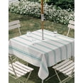 thumbnail image 3 of Square Outdoor Tablecloth with Umbrella Hole Turquoise Striped Outside Table Cloth Waterproof Patio Table Cover Farmhouse Pinstripes Geometric Color Zipper Tablecloths for Picnic Camping 54x54 Inch, 3 of 8