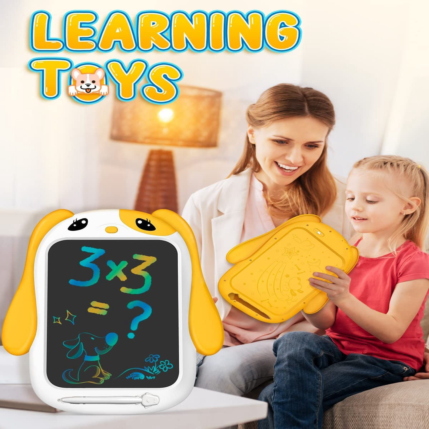 CHEERFUN LCD Writing Tablet for Kids New Year Gift, 10 Inch Doodle Board Toy for Boys Girls, Yellow
