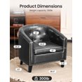 thumbnail image 3 of Upholstered Faux Leather Accent Chair - PU Leather, Cozy Button Tufted Armchair, Sturdy Frame, Premium Club Chair for Living Room Bedroom, Black, 3 of 7