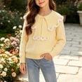 thumbnail image 4 of Mooqilaa Girls Crew Neck Sweaters, Pullover Knitted Casual Long Sleeve Winter Tops Yellow Size 1-2 T, 4 of 7