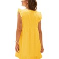 thumbnail image 3 of VISgogo Vestido casual para mujer, manga voladora, cuello en V, ahuecado, color sólido, suelto, vestidos acampanados VISgogo moda, 3 of 4