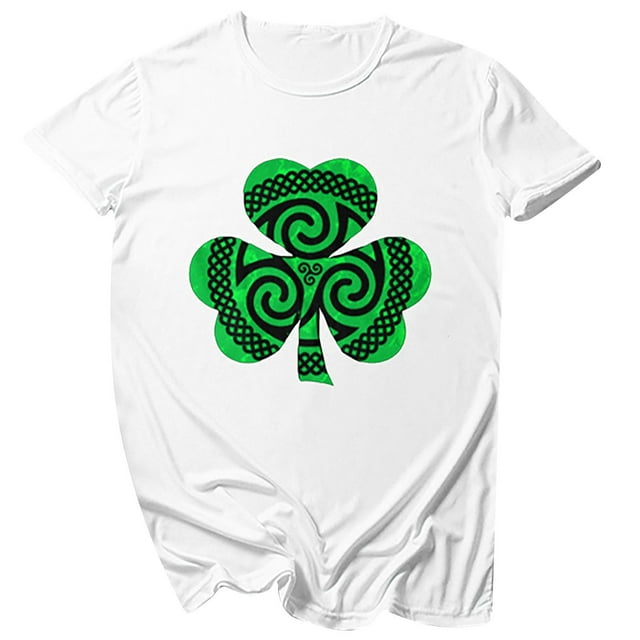 Pompotops Mode Femme Décontracté Col Rond T-Shirt Imprimé Fête de la Saint-Patrick Manches Courtes Ample Blouse