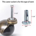 12 Pcs Caster Sockets Metal Caster Stem Sleeve,Wheel Socket Furniture