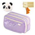 thumbnail image 3 of Clearance Back to School Pencil Case - Panda Pattern 3-Compartment Pencil Pouch, Cute Pencil Box for Kids, School Supplies for Boys and Girls, Great for Colored Pencils and Erasers,Purple, 3 of 4