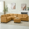 thumbnail image 4 of JUSTLET Oversized Modular Sectional Sofa, Oversized U Shaped Couch, Convertible Sleeper Sofa, 7 Seat Sofa with Chaise, Deep Seat Comfy Cloud Couch with Ottoman for Living Room, Corduroy, Yellow, 4 of 10