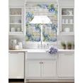 thumbnail image 3 of Blue Hydrangea Swag Curtains for Living Room/Bedroom Windows, Rustic Wooden Butterfly Spring Floral Kitchen Curtains and Valances Set 36 Inch Length, Light Filtering Swags Valance Curtain Panels, 3 of 5