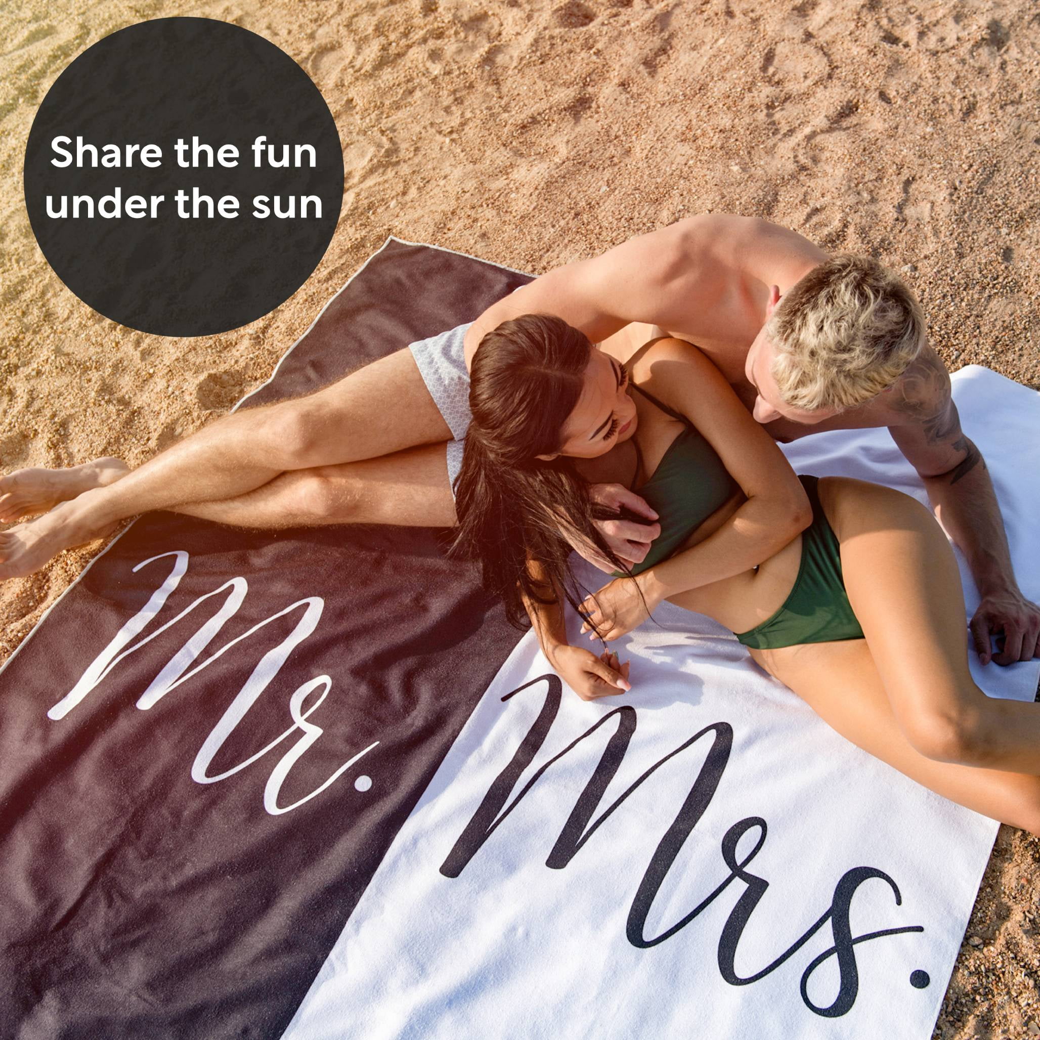 Ethisa Mr and Mrs Beach Towel Honeymoon Just Married Towel For