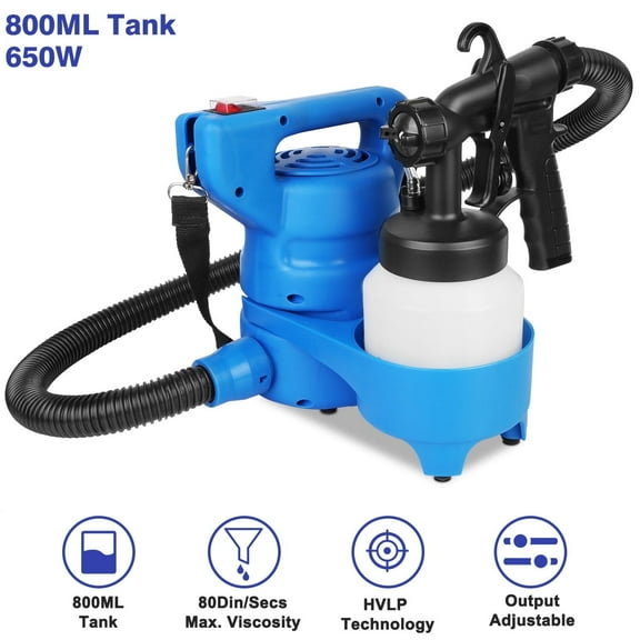650W HVLP Paint Sprayer TeqHome 800ML Paint Spray Gun with 3 Spray Patterns for House Painting Easy to Clean