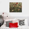 thumbnail image 5 of Nawypu  Framed Canvas Print Wall Art Lush Poppy Field Vibrant Red and Pink Floral Nature Wilderness Illustrations Rustic Zen Colorful for Living Room, Bedroom, Office - BLACK, 5 of 6