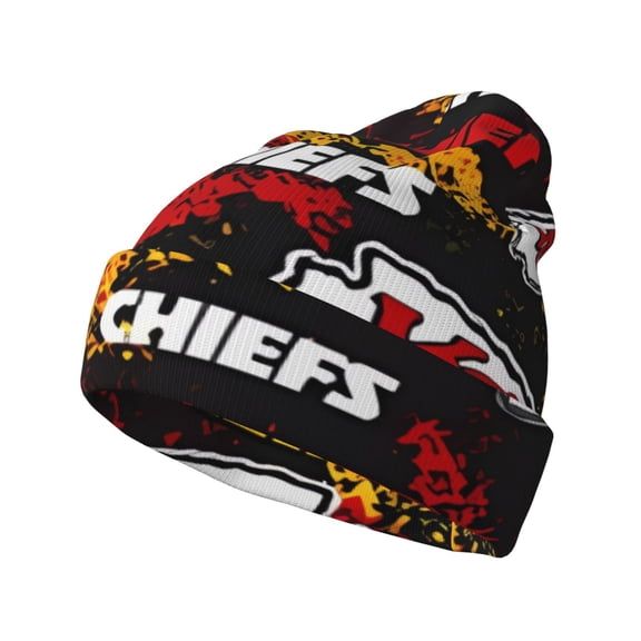 Kansas_City Football Team Print Knitted Hat Soft Stretch Winter Cuff Beanie City Classic Hat for Men Women Game Fans Gifts