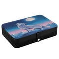 thumbnail image 3 of Leather Jewelry Box Rectangular 8.27x5.5x1.78In Travel Jewelry Storage Earrings Necklace Bracelet Watch Brooch Storage Wolf in The Moonlight, 3 of 8