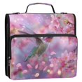 thumbnail image 2 of Water-Resistant 3-Ring Binder Organizer with Multiple Pockets Zipper Binder Bag for Office Beautiful Pink Hummingbird, 2 of 8