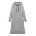 thumbnail image 4 of Baqcunre Large Size Round Neck Hooded Solid Color Long Sleeved Long Sweater Dress Long Dress Sweatshirt Dress Sweatshirt Dress Women Clothing Womens Dresses,,Size XL, 4 of 6